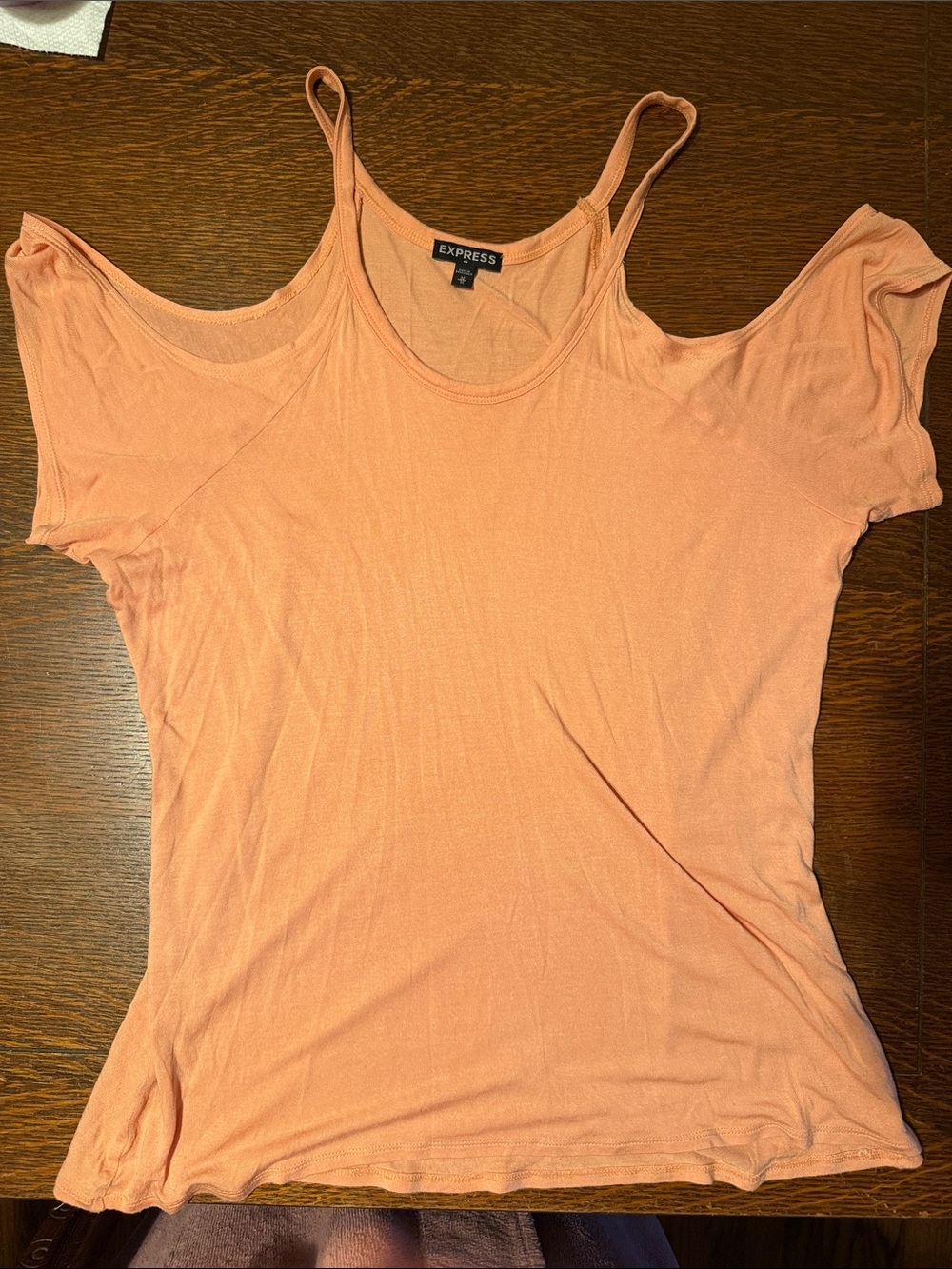 Express Peach Cold-Shoulder Tank Top